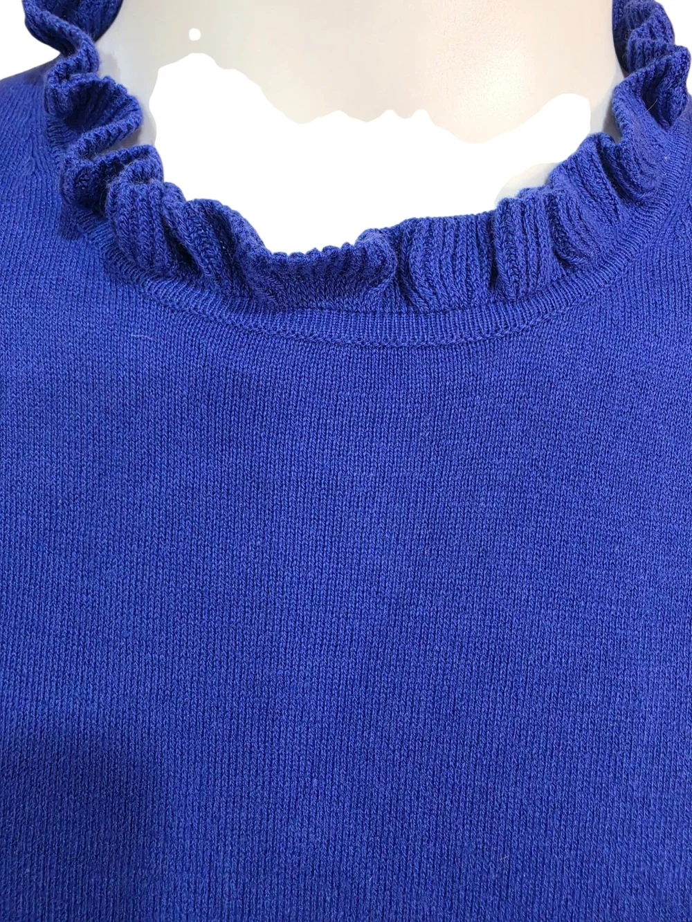 J. Crew Royal Blue Ruffle Mock-Neck Long Sleeve Top